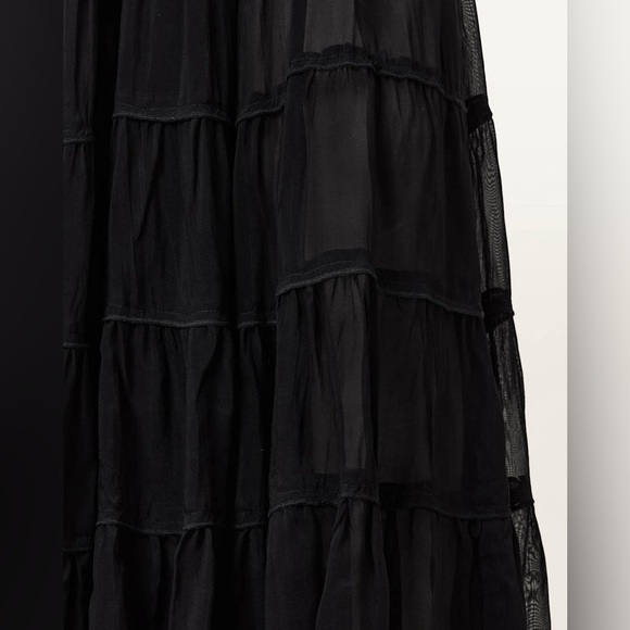 All Saints Black Eva Tiered‎ Midi Skirt - Picture 4 of 12